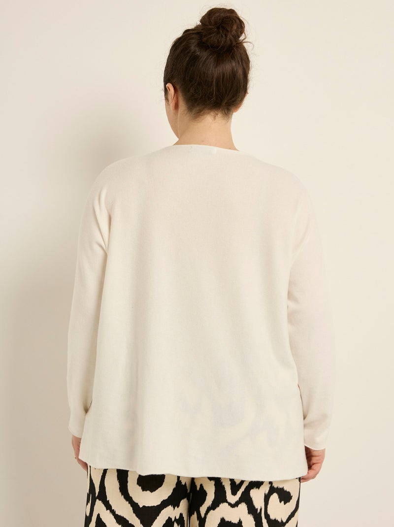 Pull tunique emmanchures descendues en maille - AFIBEL Blanc - Kiabi
