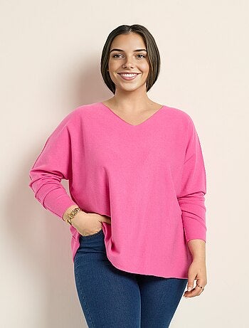 Pull tunique emmanchures descendues en maille