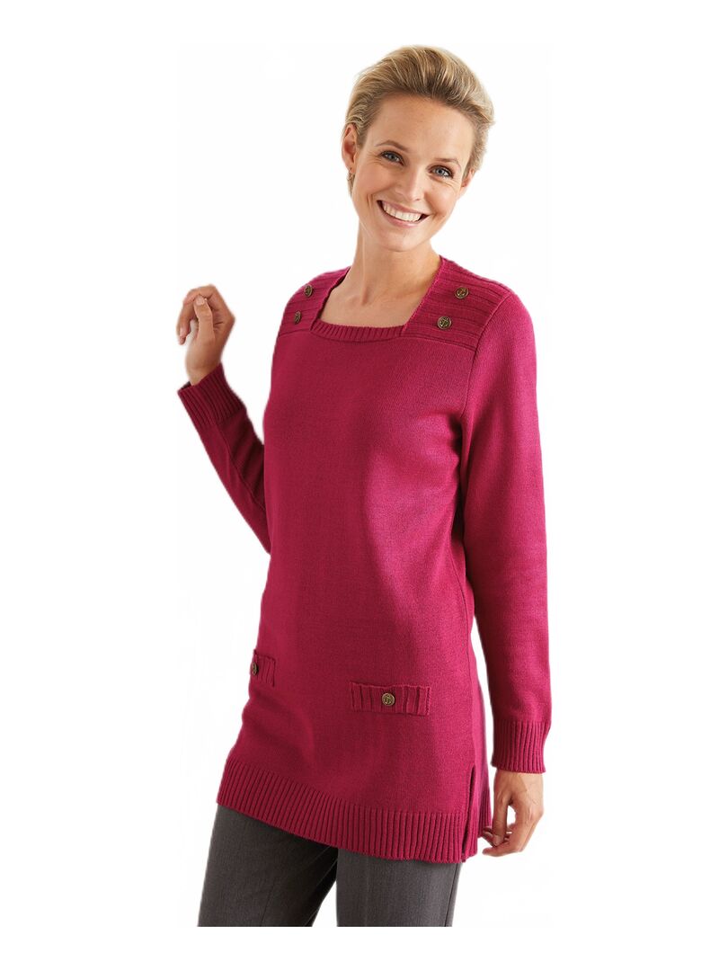 Pull-tunique en maille souple Violet foncé - Kiabi