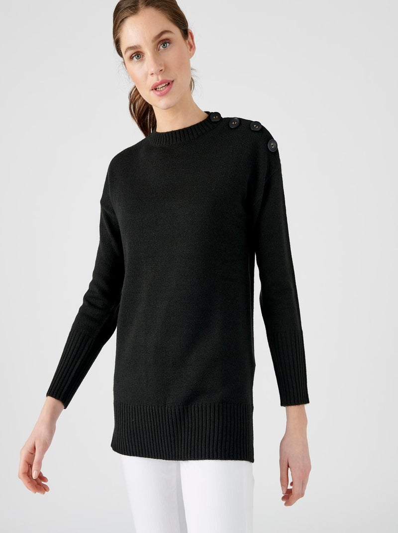 Pull tunique esprit marinière - Damart Noir - Kiabi