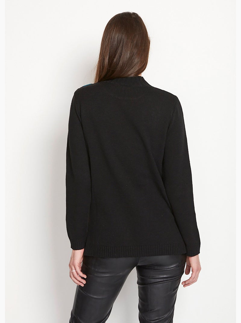Pull-tunique jacquard col montant - Afibel Noir - Kiabi