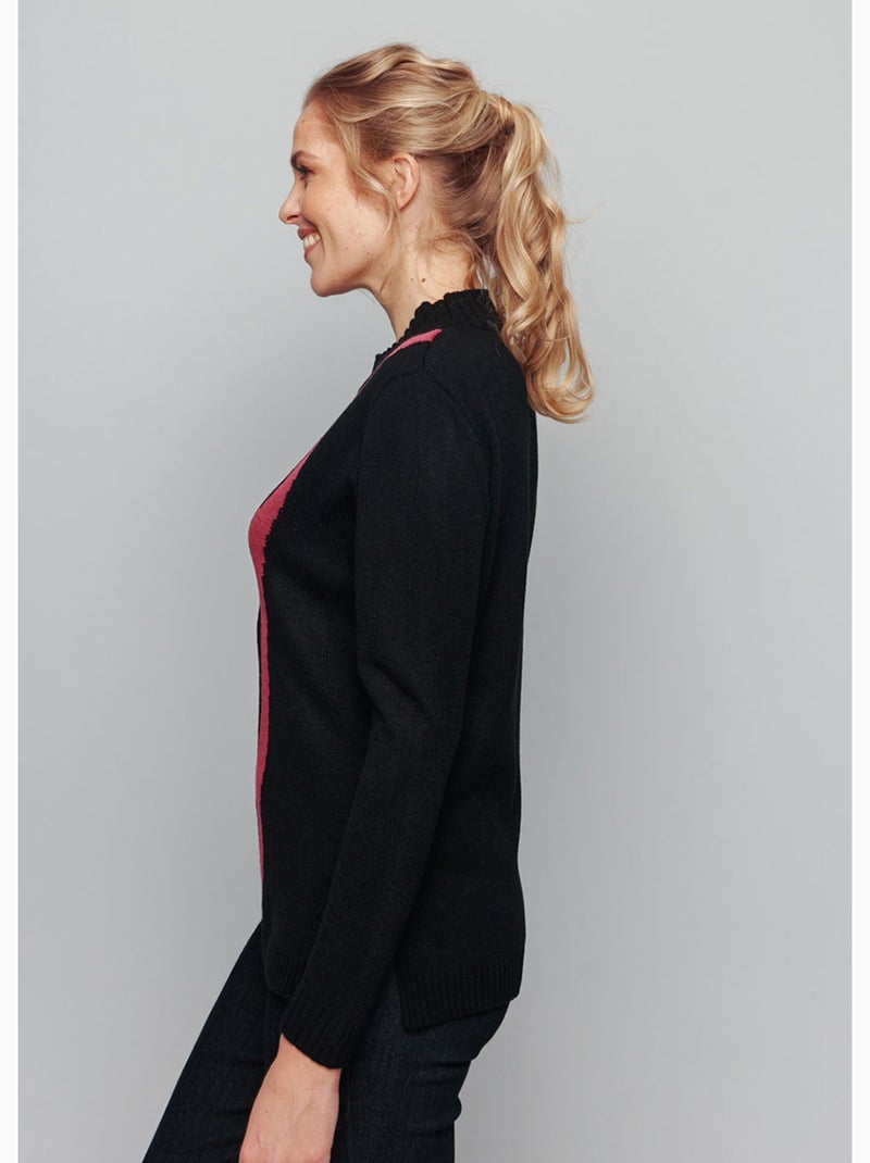 Pull-tunique jacquard col montant - Afibel Noir - Kiabi
