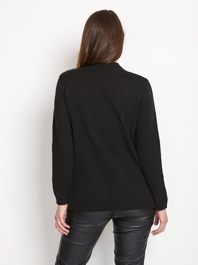 Pull-tunique jacquard col montant - Afibel Noir Vert - Kiabi