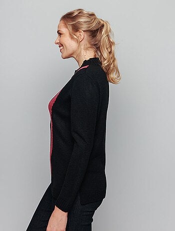 Pull-tunique jacquard col montant