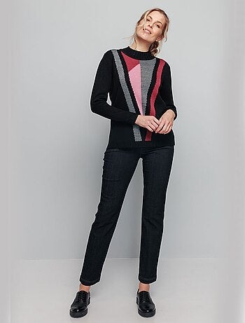 Pull-tunique jacquard col montant