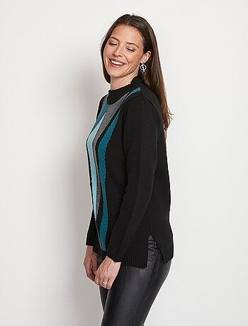 Pull-tunique jacquard col montant