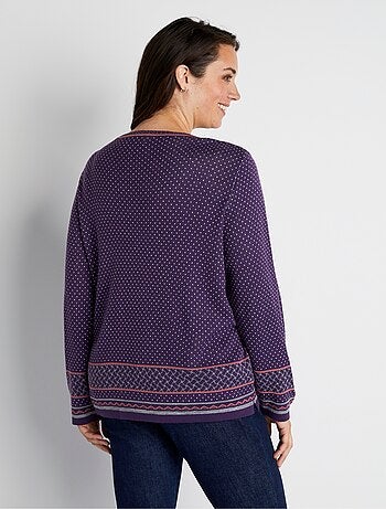 Pull-tunique jacquard col rond