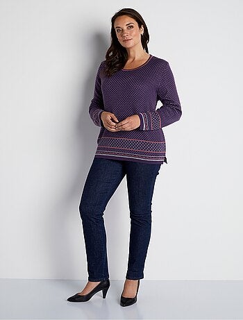 Pull-tunique jacquard col rond