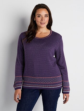 Pull-tunique jacquard col rond