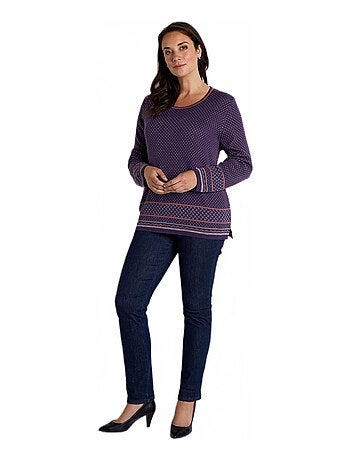 Pull-tunique jacquard col rond
