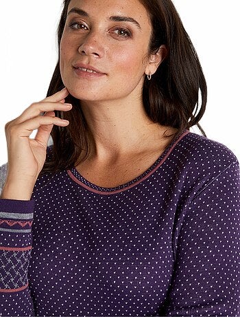 Pull-tunique jacquard col rond