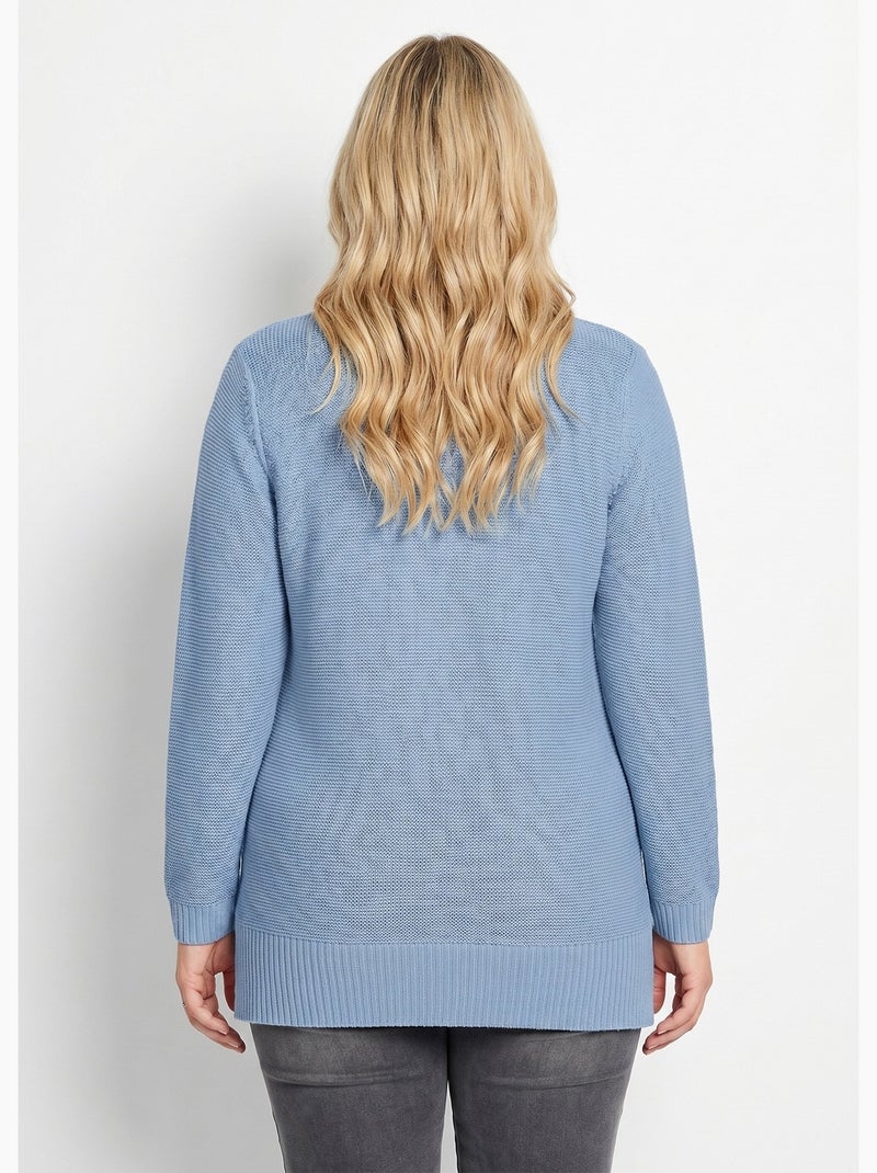 Pull-tunique jersey envers et torsades - Afibel Bleu gris - Kiabi