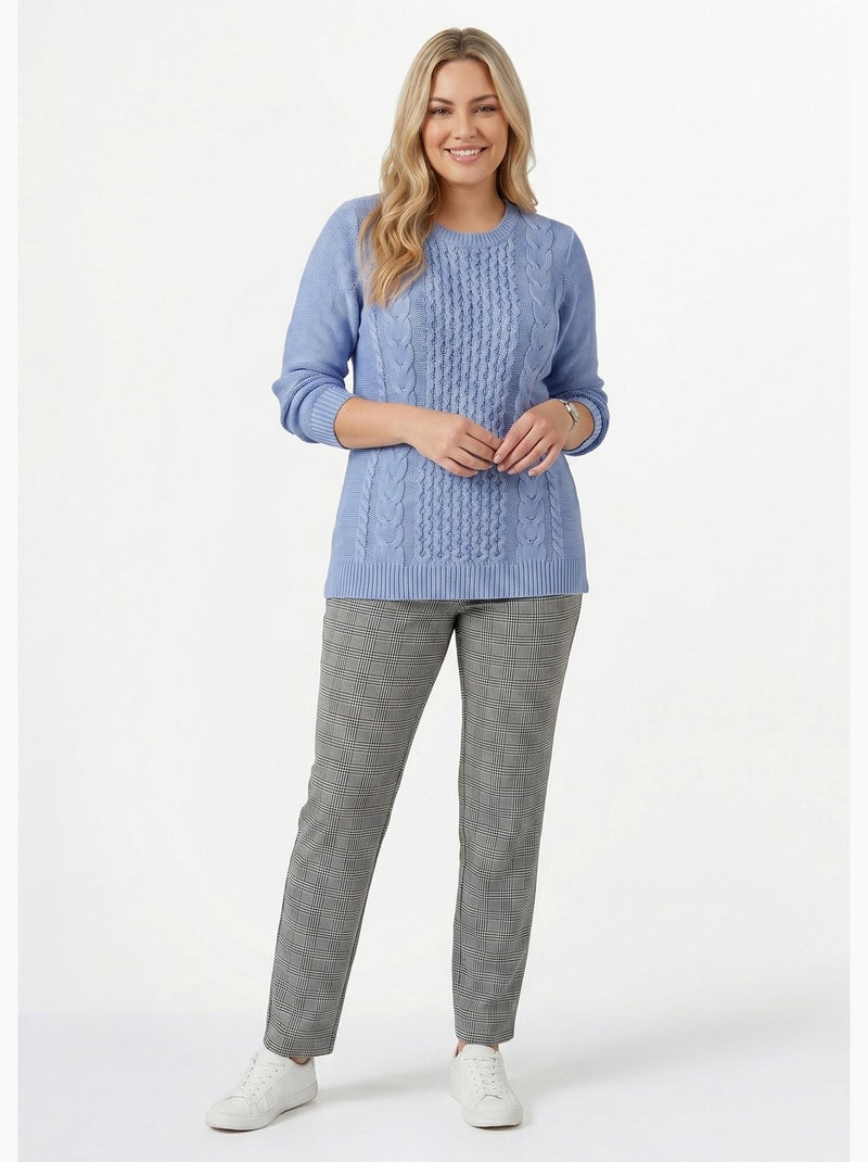Pull-tunique jersey envers et torsades - Afibel Bleu gris - Kiabi