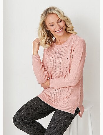 Pull-tunique jersey envers et torsades - Afibel