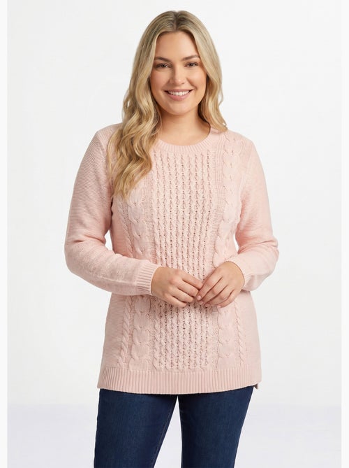 Pull-tunique jersey envers et torsades - Afibel - Kiabi