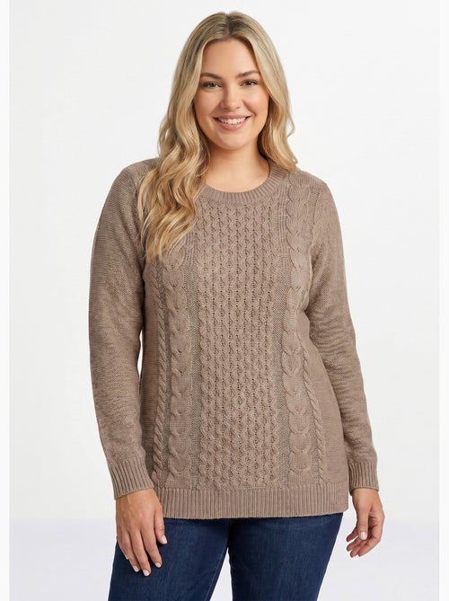 Pull-tunique jersey envers et torsades - Afibel - Kiabi