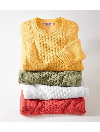 Pull-tunique jersey envers et torsades
