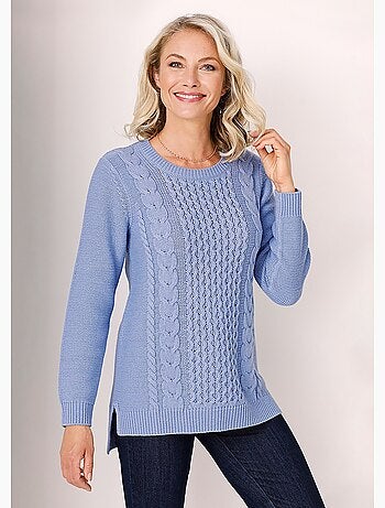 Pull-tunique jersey envers et torsades