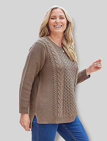 Pull-tunique jersey envers et torsades