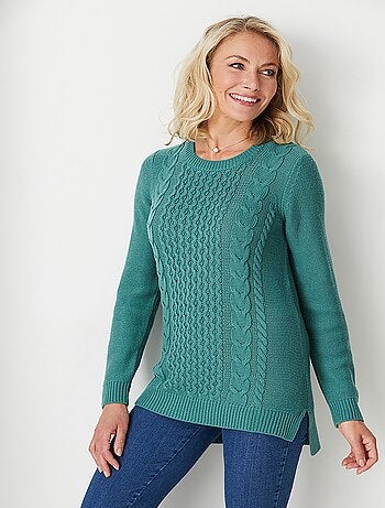 Pull-tunique jersey envers et torsades