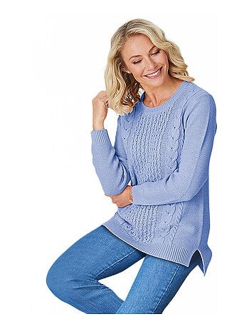 Pull-tunique jersey envers et torsades