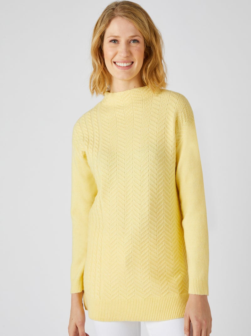 Pull-tunique jeu de maille chaud - Damart Jaune pâle - Kiabi