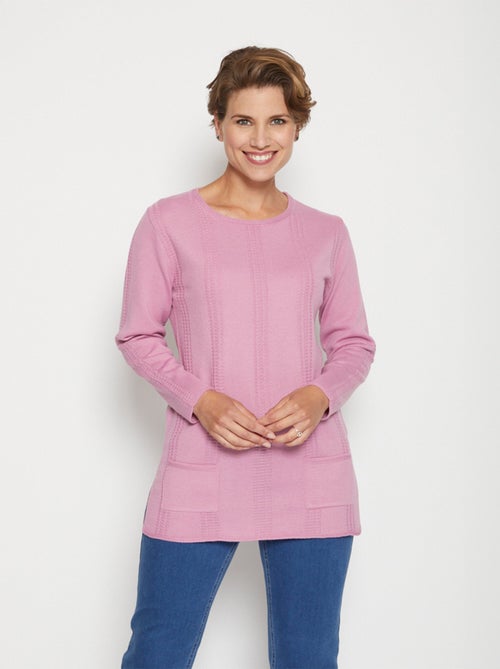 Pull tunique long en jersey quadrillé - Afibel - Kiabi
