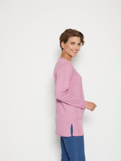 Pull tunique long en jersey quadrillé - Afibel - Kiabi