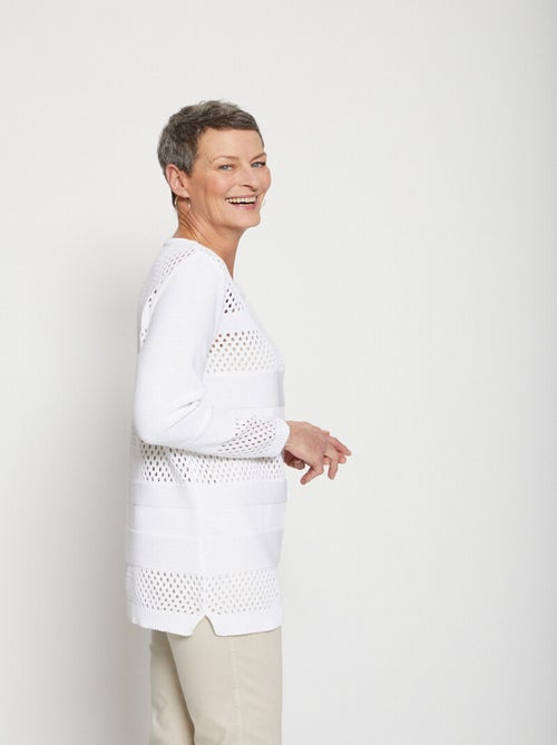 Pull-tunique maille ajourée - Kiabi