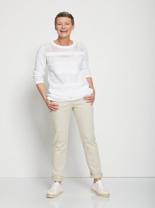 Pull-tunique maille ajourée - Kiabi