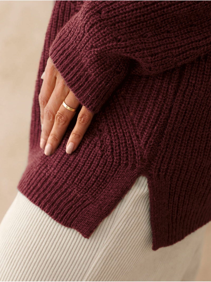 Pull tunique maille fantaisie - DAXON Bordeaux - Kiabi