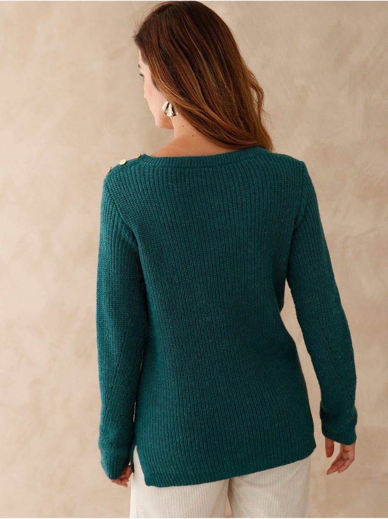 Pull tunique maille fantaisie - DAXON Vert émeraude - Kiabi