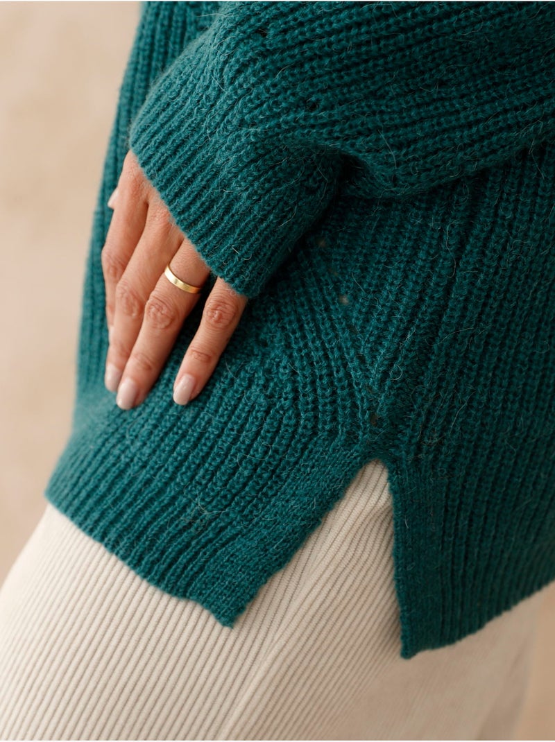 Pull tunique maille fantaisie - DAXON Vert émeraude - Kiabi