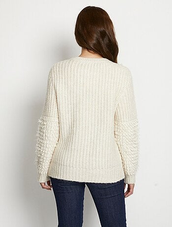 Pull-tunique maille fantaisie reliefée