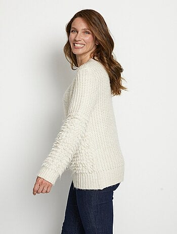 Pull-tunique maille fantaisie reliefée