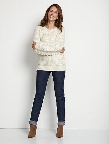 Pull-tunique maille fantaisie reliefée