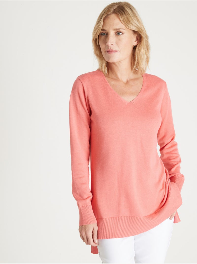 Pull tunique maille fine et douce - DAXON Corail - Kiabi