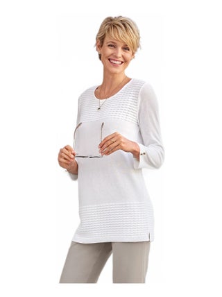 Pull-tunique manches 3/4 maille fantaisie