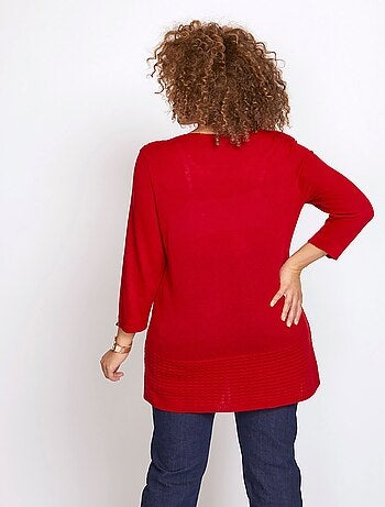 Pull-tunique manches 3/4 maille fantaisie