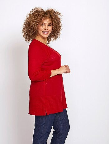 Pull-tunique manches 3/4 maille fantaisie