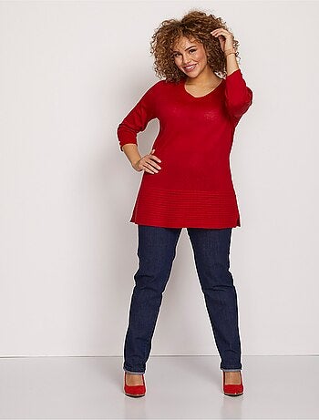 Pull-tunique manches 3/4 maille fantaisie
