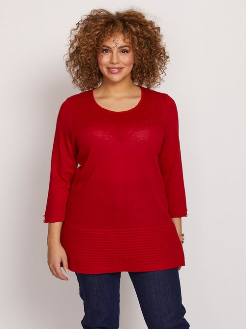 Pull-tunique manches 3/4 maille fantaisie - Kiabi