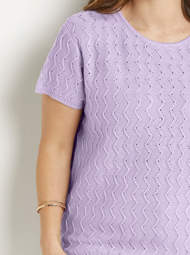 Pull-tunique tricot reliefé torsadé manches courtes - Afibel Parme - Kiabi