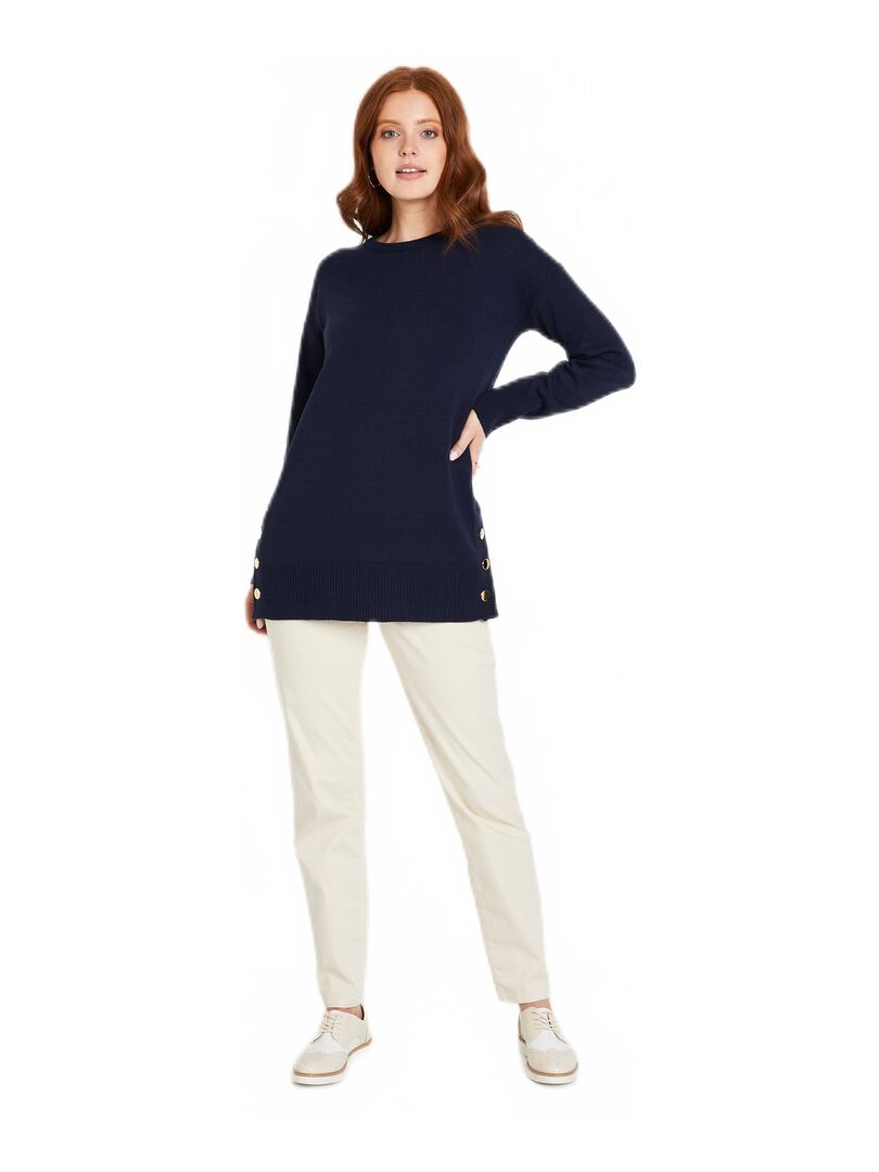 Pull Tunique Femme Emma & Giovanni - Col Rond, Coupe Longue, Pour Look Décontracté élégant