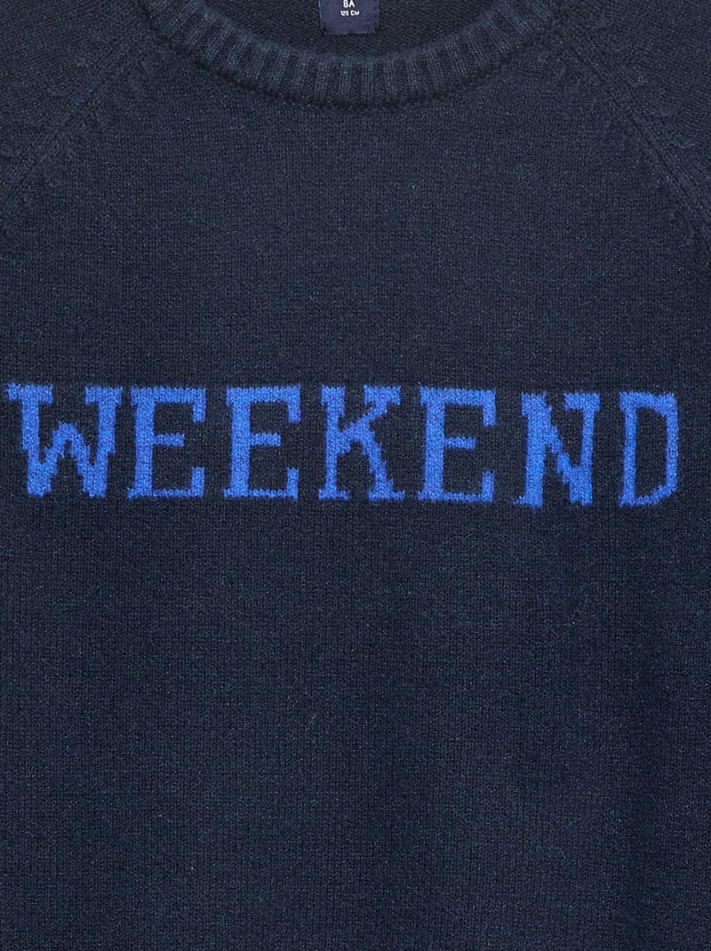 Pull ultra-doux à message Bleu - Kiabi