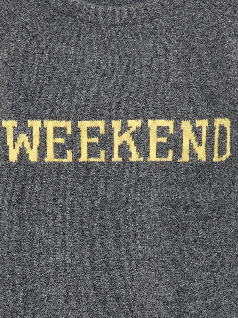 Pull ultra-doux à message Gris - Kiabi