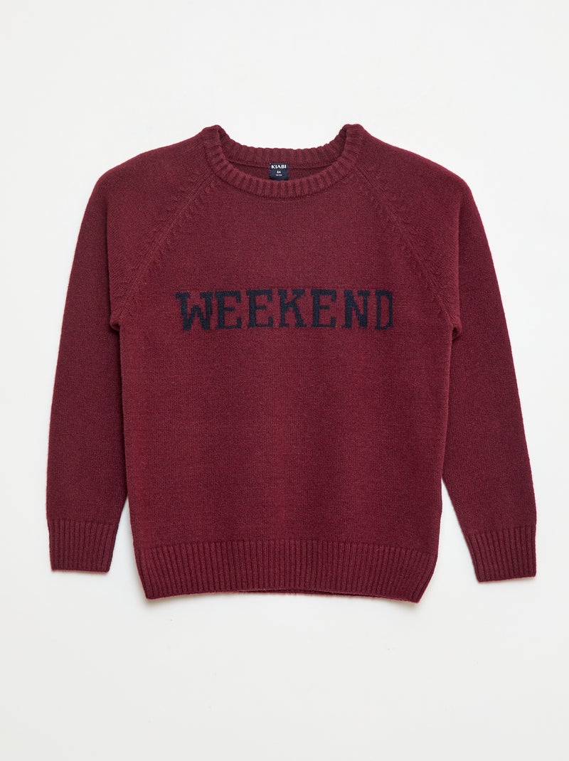 Pull ultra-doux à message Rouge - Kiabi
