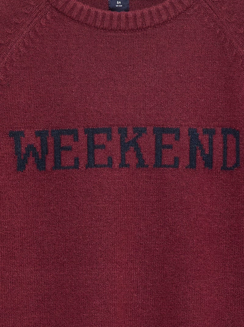 Pull ultra-doux à message Rouge - Kiabi