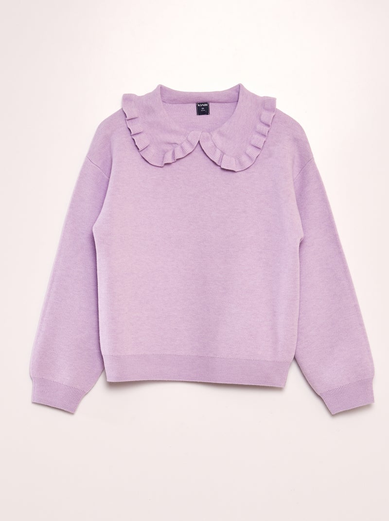 Pull uni à col claudine VIOLET - Kiabi