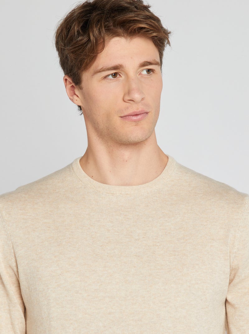 Pull uni à col rond +1m90 Beige - Kiabi
